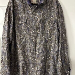 Roper Blue and Gray Paisley Button-Down Shirt western wear
